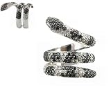 BLACK AND WHITE CZ RATTLESNAKE RING