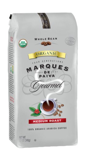 Marques De Paiva Medium Roast 100% USDA Organic Whole Bean Coffee, 12-Ounce Bags (Pack of 4)