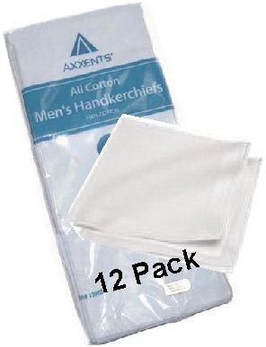 Axxents 100% Cotton Handkerchiefs - 12 pack