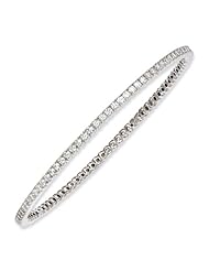 Sterling Silver Rhodium Plated With Cz Bangle, Best Quality Free Gift Box Satisfaction Guaranteed