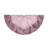 Kurt Adler 48-Inch Pink Glitter Print Organza Treeskirt
