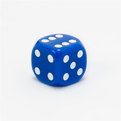 Childrens Toyshop  Toys : Opaque 12mm 6-sided Round Edge Dice, Blue with White