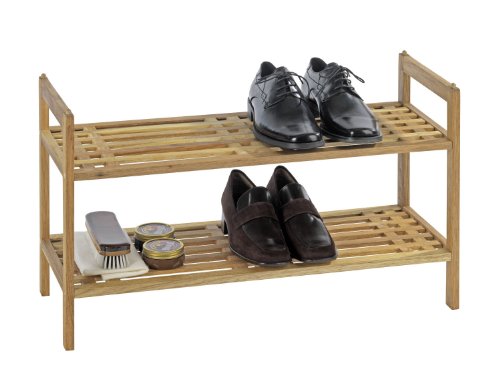 Wenko 18616100 Schuhregal Norway - 2 Ablagen, Walnussholz, 69 x 40.5 x 27 cm