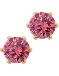 1.80 Ct Round Pink VS2-SI1 Diamond Brass Yellow Gold Plated Brass Stud Earrings