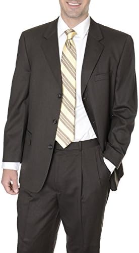 Abriani Mens Classic Fit Three Button Wool Suit Solid Brown 42R 36W