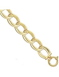 BRI Jewelry 14K Yellow Gold 7.5" 15.2mm Shiny Fashion Link Bracelet with Spring Ring Clasp