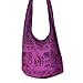 Hippie Elephant Sling Crossbody Bag Shoulder Bag Purse Thai Top Zip Handmade, Purple