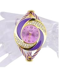 2014 NEW DESIGN Rhinestone Diamond Whirlwind Design Metal Weave Dress Wrist Watch Women Girls Ladies - Purple Color