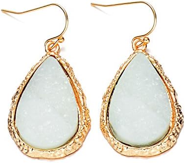 Oaonner Handmade Blue Stone Drop Dangle Earrings for Women