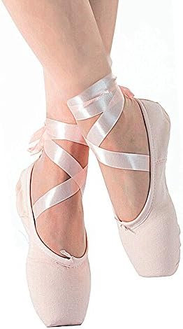 Giggle Da Girls Ballet Shoes Pointe Shoes Satin Shoes Professional Training Foot Sleeve + Foot Strap (2.5, Canvas-Pink)