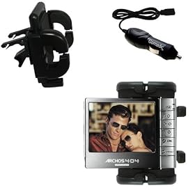 Archos 404 CAM Auto Vent Holder with Car Charger - Uses Gomadic TipExchange by Gomadic for the Archos 404 Camcorder CAM