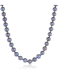 14k Yellow Gold Dyed Peacock Black Freshwater Cultured Pearl AA Grade 7.5-8mm Necklace