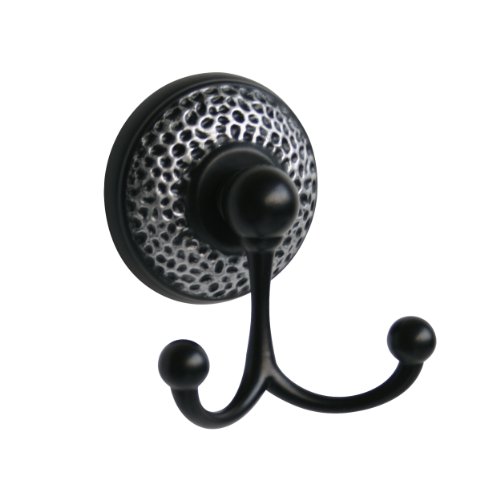 Elite Home Fashions Hammer Double Towel Hook, Matt Black