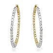 Hoops Earrings With 2.00ctw Genuine Diamonds Two tone Gold. Total item weight 6.8g Length 32.5mm