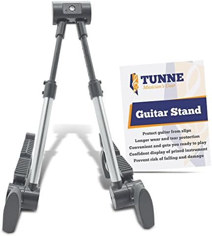 Tunne Guitar Stand for Acoustic, Electric or Bass Keeps Your Instrument Safe and Secure (Silver)