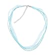 Necklace Cord For Pendants - D7 - 5-Strand Organza and Cord Mixed ~ 17" + 2" Extension Chain ~ Silver Plated Ends ~ Aqua