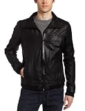 J.C. Rags Mens Leather Jacket, Black, Medium