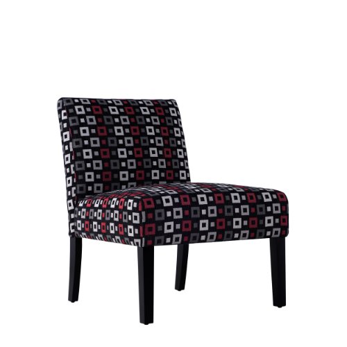 Handy Living 340C-PCS19-083 Nate Armless Chair, Black And Red Crazy Squares Design