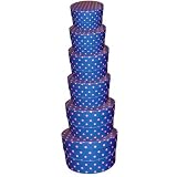 Set 6 Havana Blue Spotty Hat Boxes