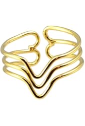AppleLatte "Triple Chevron" Gold Plated Adjustable Ring