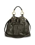 Ghibli Black Washed Leather Fringed Drawstring Bag