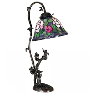 19 Inch H Tiffany Rosebush Gooseneck Accent Lamp Table Lamps by Meyda