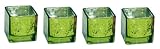 Green Mercury Glass Cube Tea Light Candle Holders - Set of 4