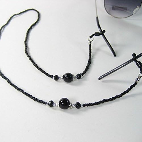 New Black High-end Glass Beads with Imitation Pearl Crystal Glasses Chain Retro Fashion Sunglasses Anti-skid Eyewear Chain Strap Cord Holder