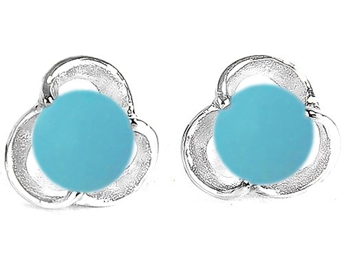 Best 2.00 cttw Original Star K(tm) Round Turquoise Flower Earring Studs in .925 Sterling Silver