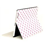 NTK Premium Dalmation Series For Apple New iPad 3 (3rd Generation) iPad HD iPad 2 Plaid Polka Dots Pattern Folio Leather Smart Cover Case Tartan Style With Inner Hard Armor Case/Base (White/Pink)