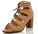 Delicious Women's Yohan Open Toe Lace Up Stacked Heel