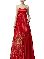 A-line Chiffon/Satin Sleeveless Beaded Cocktail Floor Length Homecoming Dress/Pageant Dress/Prom Dress/Party Dress/Wedding Dress 