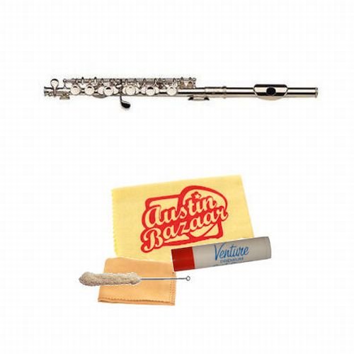 Gemeinhardt 4SH Silver Piccolo Bundle with Care Kit and Polishing Cloth