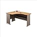 Bush Furniture Series A Left L-Shape Bow Front Wood Desk in Light Oak