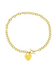 Toggle Necklace with Heart Charm in 14K Yellow Gold