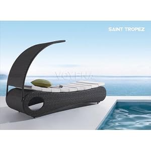 St Tropez Wicker Sun Shaded Lounge Chair by