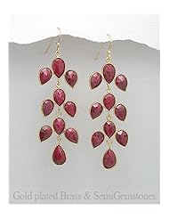 Ruby Earrings In Brass