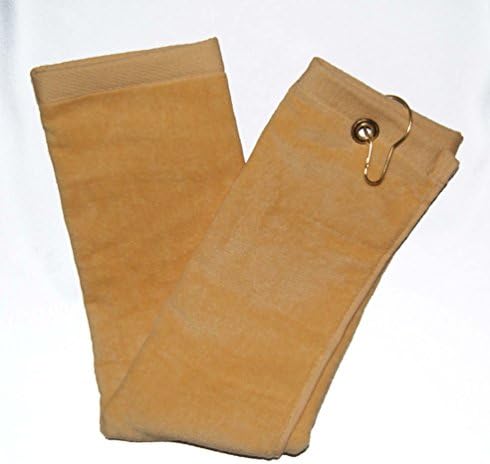 Gold Tri-Fold Golf, Hand Towel with Grommet & Hook