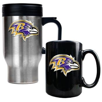 Great American Baltimore Ravens Travel & Ceramic Mug Set