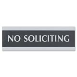 U. S. Stamp & Sign Century Series "No Soliciting" Sign, 3X9, Black/Silver (4758)