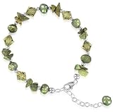 Sterling Silver Tan Swarovski Crystal & Nugget Pearl 7 7.5 8 8.5 9 Adjustable Bracelet With Lobster Clasp