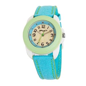 Sprout Unisex Eco-Friendly Corn Resin and Blue Organic Cotton Strap Watch #ST1001LGIVLB