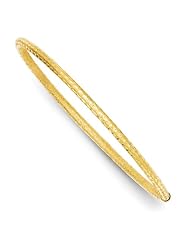 14k 3mm Laser And D/C Tube Slip-On Bangle