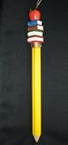 9 Wooden Pencil With Apple & School Books Teacher Christmas Ornament #248566