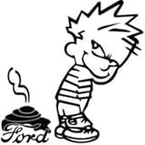 6 Calvin Pooping Crapping on Ford car Decal Sticker by Specialty Vinyl