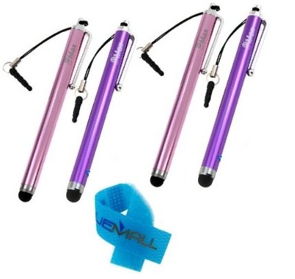GTMax 4 Pcs Touch Screen Stylus + Cable Tie for Samsung Galaxy S IV / S4, Galaxy Note 3 III / Galaxy Mega 6.3 And other Android Window Cell Phone, Tablet Mp3 Player and more