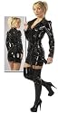 Edler Domina Fetisch Lack Mantel / Kleid schwarz