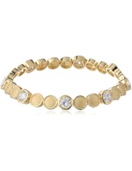 18k Yellow Gold Plated Sterling Silver Simulated Diamond Matte Finish Textured Bracelet, 7.25"