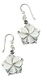Black Lip Mother of Pearl Flower Earrings with Solid Sterling Silver and beaded accents