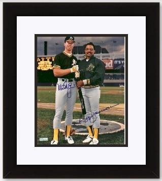Mark McGwire & Reggie Jackson Autographed/Hand Signed Oakland A's 8x10 Photo - Custom Framed